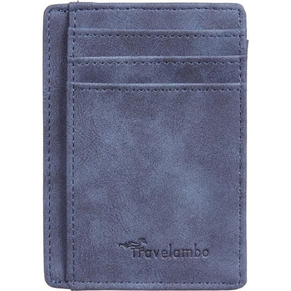 Mens Front Pocket Minimalist Leather Slim Wallet RFID Blocking Medium Size - Picture 3 of 4